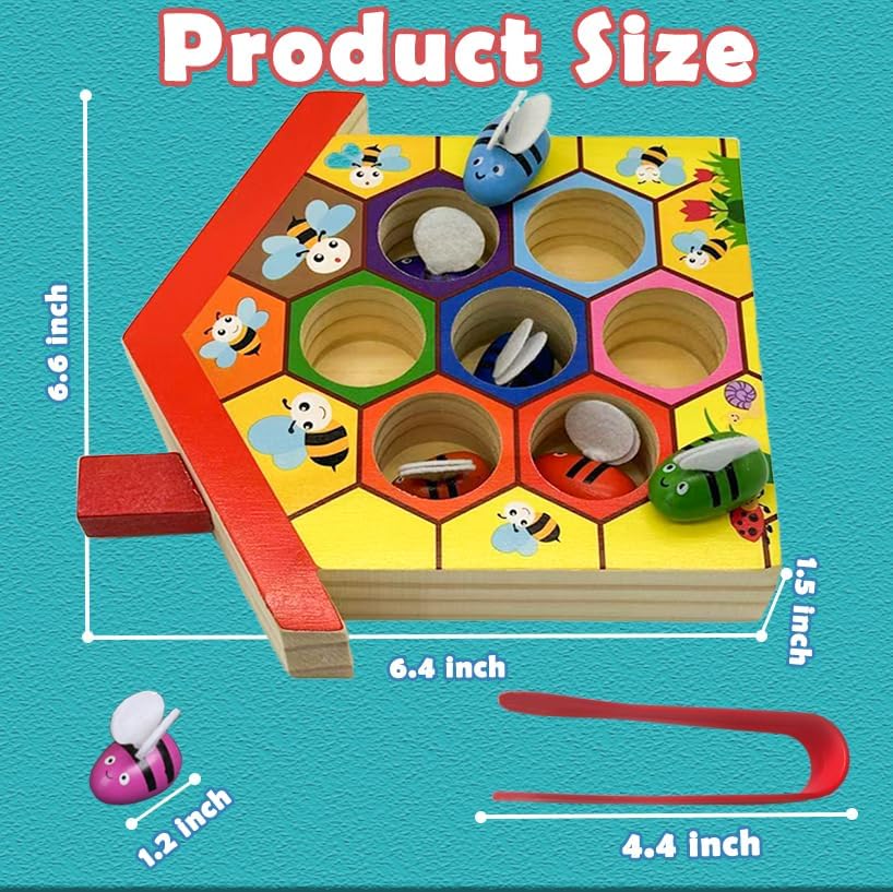 Montessori Toys for 3 Year Old, Toddler Fine Motor Skill Toy, Bee to Hive Matching Game, Color Sorting Matching Toy, Preschool Educational Learning Gift - Image 6