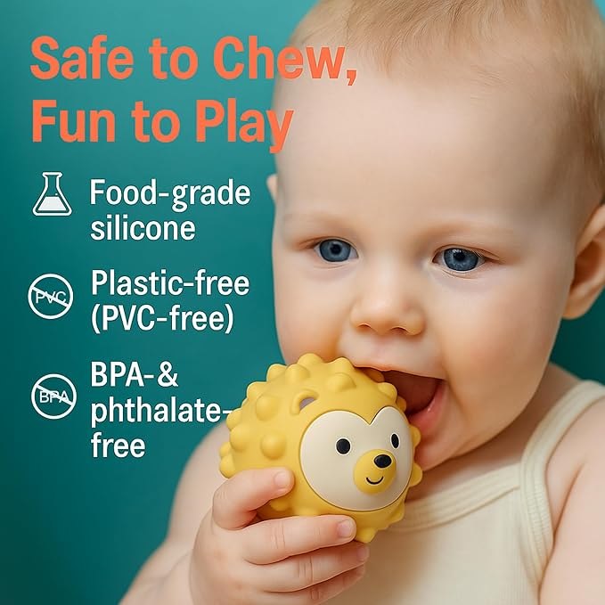 6-Pack Baby Sensory Balls, Textured & Animal Face Toddler Balls, BPA-Free Soft Teething Toys, Montessori Developmental Toys for Babies 6-12 Months, Christmas Gift for Infant