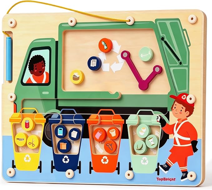 TOP BRIGHT Magnetic Garbage Sorting Maze Toy, Montessori Toy for Kids 2-5 by TOPBRIGHT