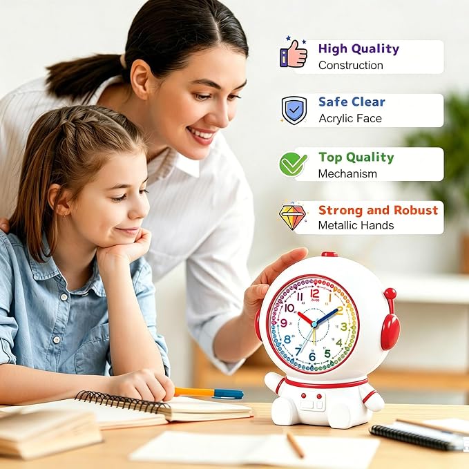 Analog Alarm Clock for Kids with Snooze and Nightlight, Cute Aatro Tabletop Lamp, Ring Alarm/Music Alarm Loud for Bedroom, Battery Powered,Kids’ Time Learning Perfect for Boys Girls Gifts - Image 2