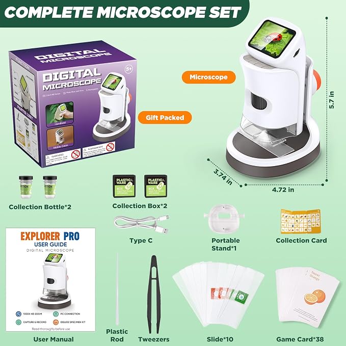 Kids Digital Microscope 1000X 1080P with Screen | Handheld Pocket Microscope for Kids 5-12, Portable Rechargeable STEM Science Kit, Educational Toy Gift for Boys & Girls (2026 New) - Image 6