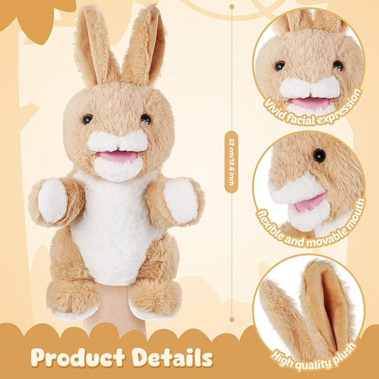 Animal Hand Puppets 11 Inch Sea Turtle Plush Dinosaur Animals Hand Puppet Toys Role-Play Toy Puppets for Kids Storytelling Imaginative Pretend Play Teaching Preschool(Bunny)