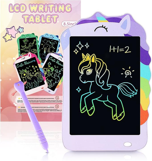Unicorn Toys LCD Writing Tablet for Girls Kids,Colorful Toddler Drawing Tablet for Educational Baby Girl, Doodle Board Pad Toy for 3 4 5 6-12 Years Old Kid Birthday Party School, 8.5 Inch Purple