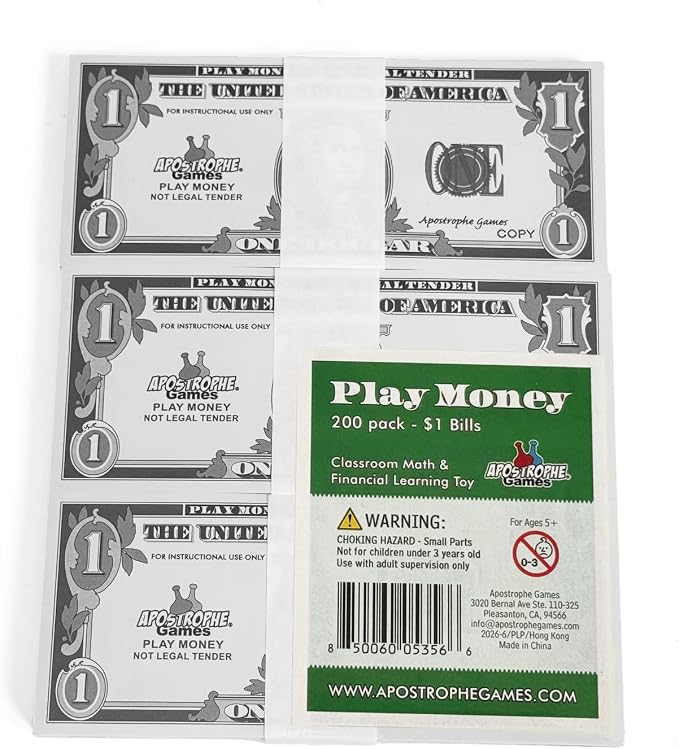 Play Money - 200Pcs $1 Bills Pretend Money for Kids, Banking Toy - Image 2