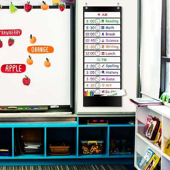 Daily Schedule Pocket Chart, Visual Schedule for Kids, Black - Image 2