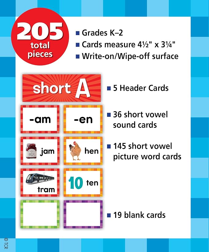 Teacher Created Resources Short Vowels Pocket Chart Cards - Image 2