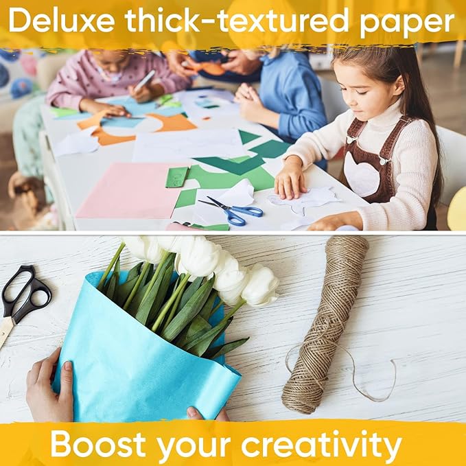 USA Made 36" x 1200" Light Blue Paper Roll, 45 lbs Thickness, American Quality Colored Kraft Paper for School, Bulletin Board, Arts & Crafts - Non-Toxic, Odorless, Safe for Kids