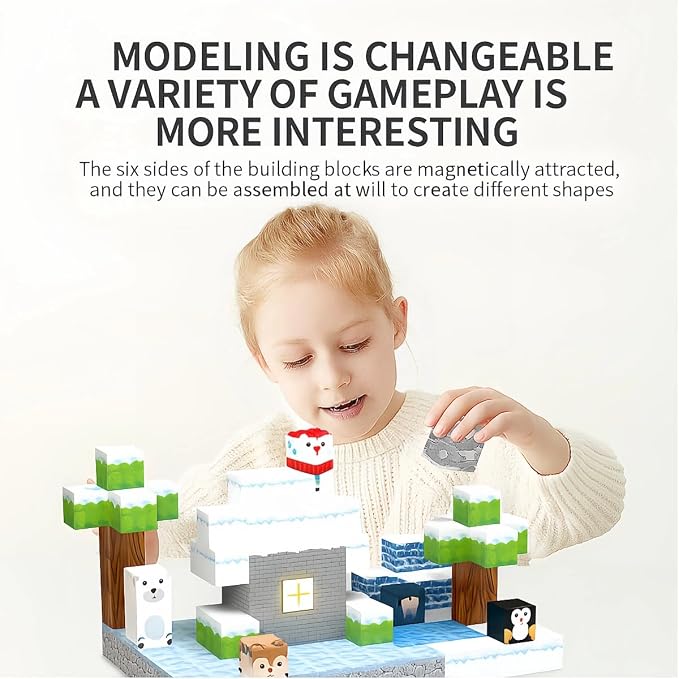 138 Pcs Magnetic Building Blocks, Enhance STEM Learning, Creative Play & Logical Thinking, Durable & Vibrant Color with Light Up Blocks, Ideal for Classroom & Screen-Free Entertainment (Glacier) - Image 2