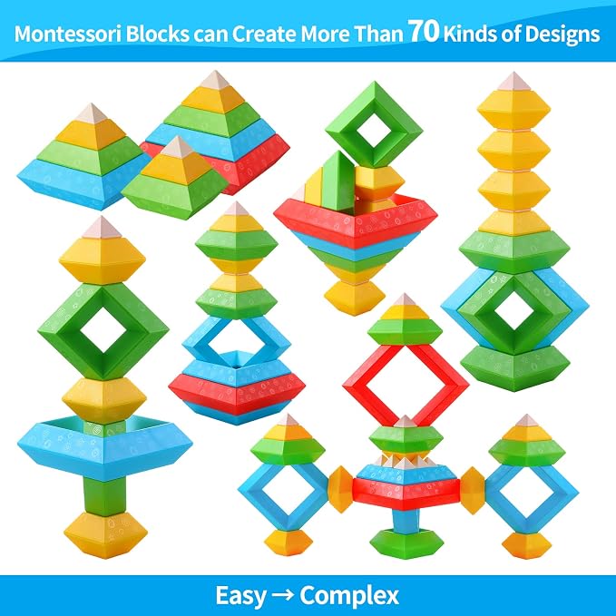 Hieoby Montessori Toys for Toddlers Boys Girls Preschool Learning Activities 30Pcs Building Blocks Stacking Educational Toys STEM Toddler Manipulatives Birthday Gifts Toddler Toys for 3 4 Year Old - Image 5