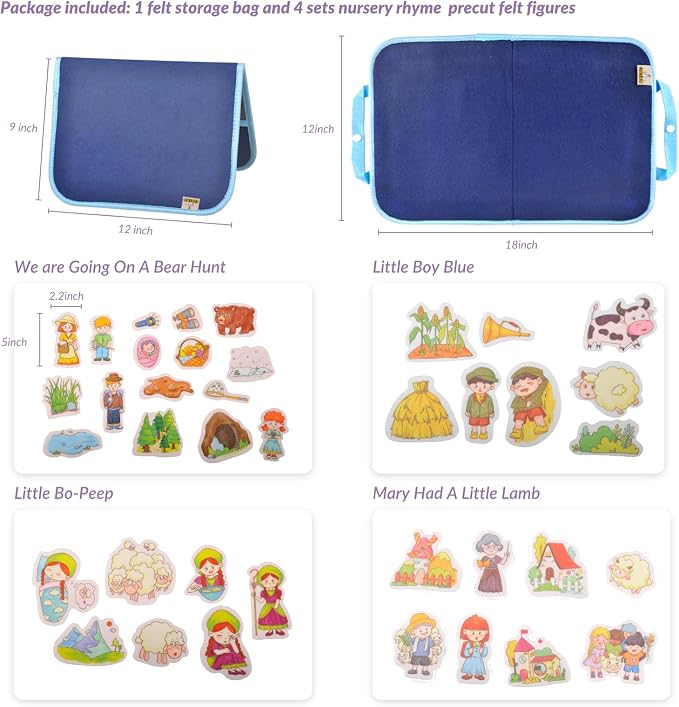 CHEFAN Felt/Flannel Board Story Set of 4, PRECUT Felt Pieces for Preschool Toddlers Circle Time,We are Going On A Bear Hunt, Mary Had A Little Lamb, Little Bo-Peep, Little Boy Blue - Image 5