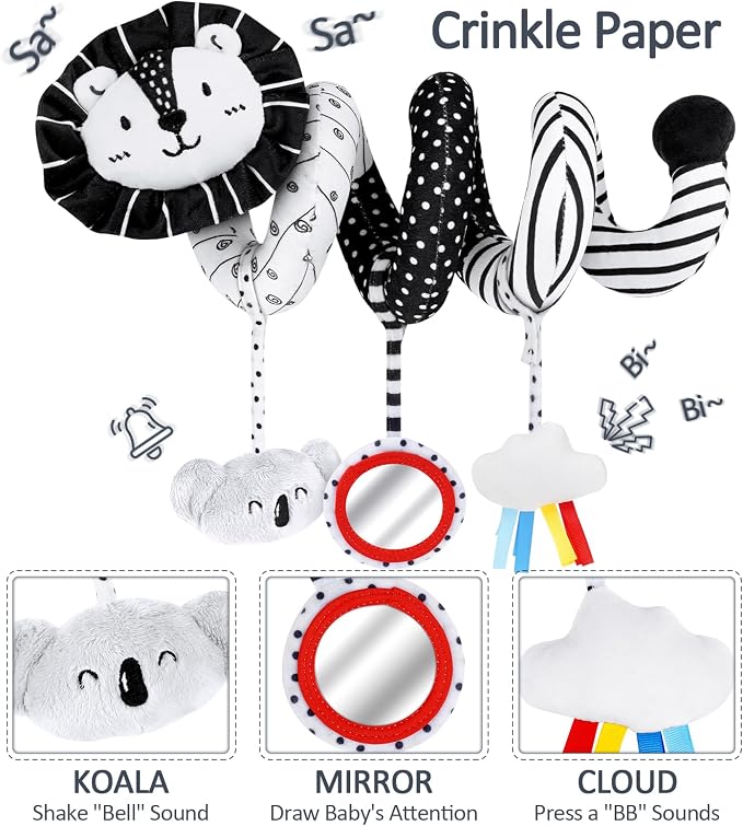 Joyreal High Contrast Baby Toys for Newborn, Black and White Baby Sensory Toys with Car Seat Toys,Infant Toys with Black White Cards Book, Montessori Toys for Baby Gifts - Image 2