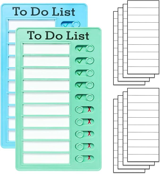 2 Pieces Chores Chart for Kids-Visual Schedule, Plastic Checklist Board, Detachable to Do List Whiteboard, Portable Routine Chart (Bluegreen) by Tsytyst