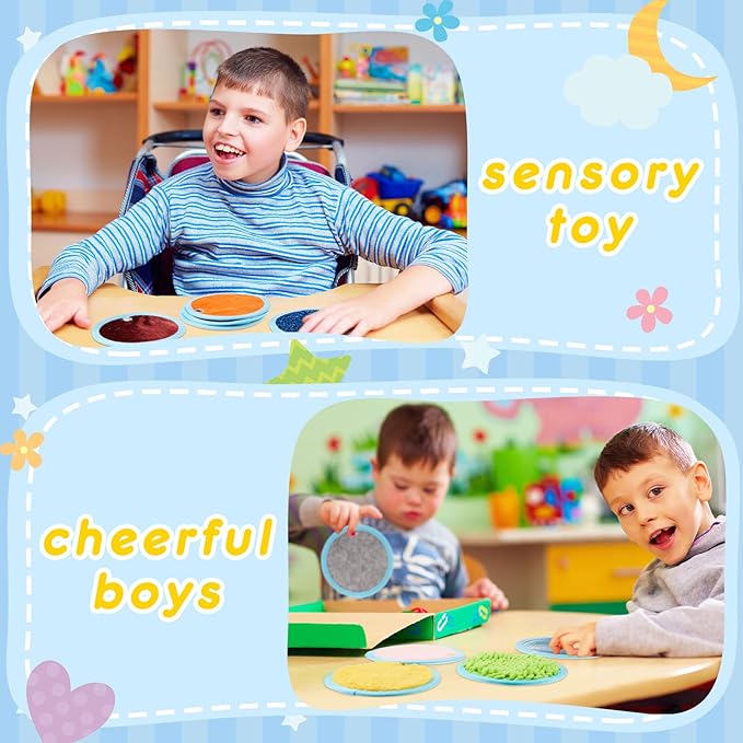 Haull 15 Set Sensory Mats Assorted Textured Sensory Floor Tiles Room Wall Panel Sensory Exercise Tactile Toy for Autistic Children Kids Baby Toddler Fidgeting Activity(Round,5.91 Inch)