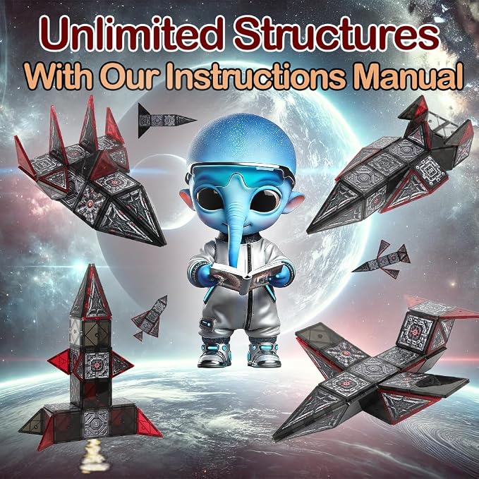 Little Pi Space Battleship Magnetic Tiles, Building Blocks for Kids - Image 5