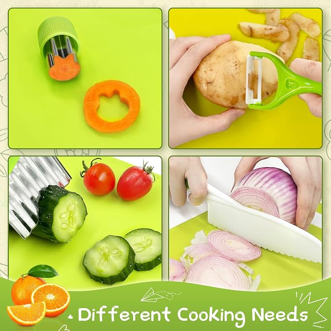 13 Pcs Kids Knife Set for Real Cooking Safe Kitchen Tools for Ages 4+ - Image 2