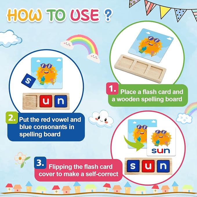 CVC Word Spelling Games, Learning Toys Gifts for 3 4 5 6 Year Old Kids - Image 2