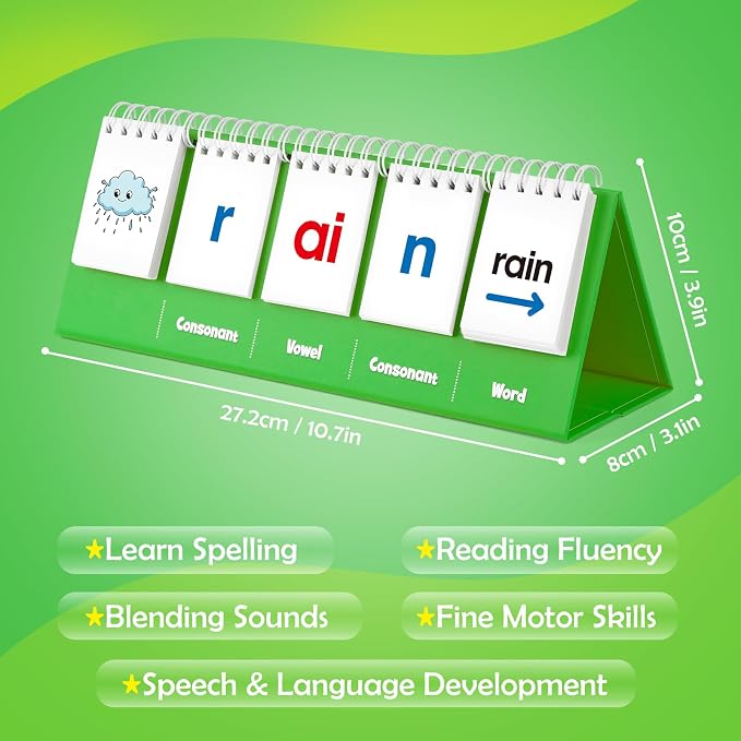 Aizweb CVVC Word Games,Phonics Games Flash Card for Preschool Kindergarten Classroom,Learn to Read,Reading Manipulative Spelling Educational Toy Learning Activity Speech Therapy Teacher Supplies - Image 5