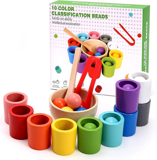 Color Sorting Toys, Wooden Montessori Rainbow Matching Game for Kids 3+ by Unknown