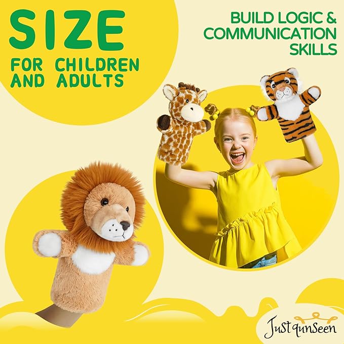 Plush Toy Hand Puppet Wild Animal for Puppet Show Stage Adult Size Fit Educational Storytelling Tool Stuffed Safari King Lion