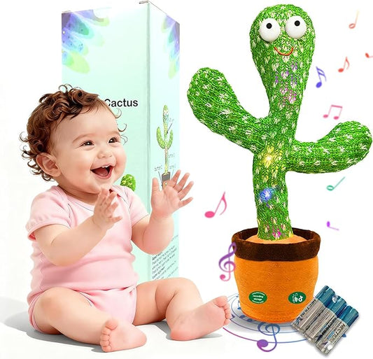 Dancing Talking Cactus Toy,Christmas Funny Gift for Toddler 1 2 3 Year Old Boy Girl,Record Repeat What You Say Baby Infant Toys 6-12 12-18 Months with 3xAA Battery (Volume Adjustment)