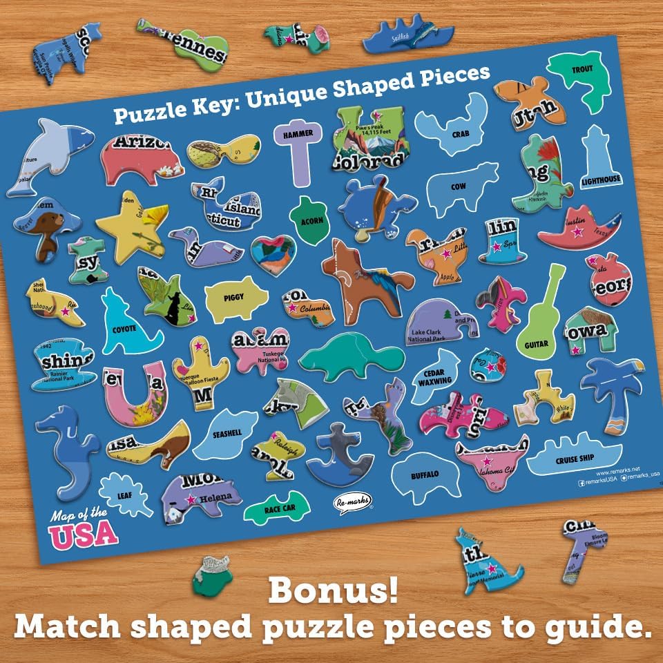 America’s 50 State Jigsaw Puzzle, Educational USA Map with Unique State Shaped Pieces, 850 Pieces, Fun & Interactive Learning for All Ages, Made in the USA - Image 5