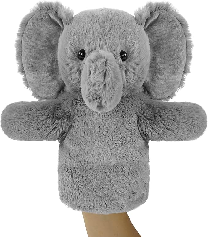 Puppet for Kids Adults Big Ears Plush Animal Educational Sensory Toy Soft Washable Stuffed Storytelling Tool Family Fun Elephant