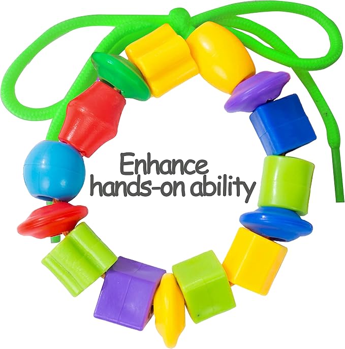 KUTOI Plastic Lacing Beads for Kids with Fun Shapes, Long String, and Brilliant Colors, Educational Occupational Therapy Toys-Fine Motor Toys，Montessori Toy for 3 Year Old and Above（70 pcs） - Image 5