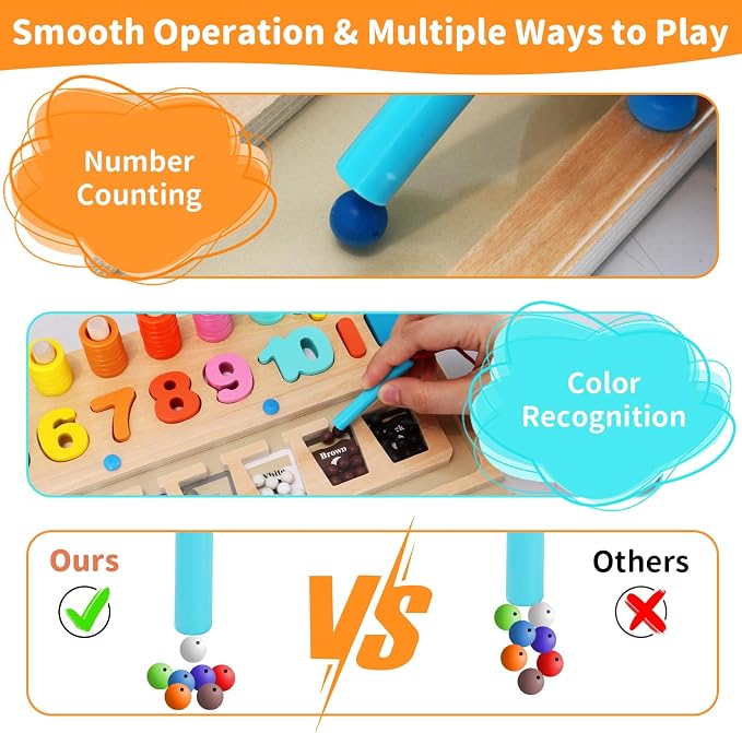 3 in 1 Montessori Toys for 3+ Year Old, Education Toys for Preschool Learning Activities, Wooden Magnetic Color and Number Maze, Sorting Counting Color Matching Toddler Puzzle - Image 5