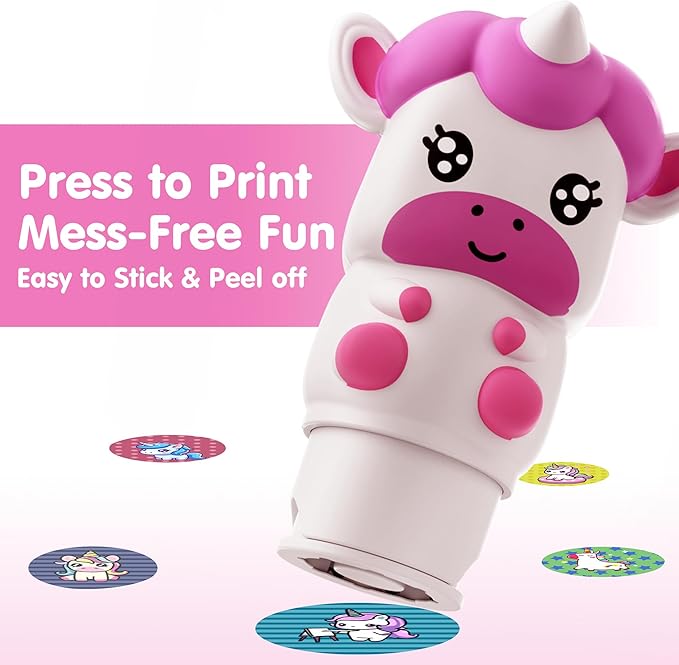 iPlay, iLearn Kids Unicorn Sticker Stamp Activity Set - 400+ Stickers 18-Page Activity Book, Toddler Creative Mess-Free Art Craft Educational Travel Toy, Birthday Stocking Gift 3 4 5 6 Yr Old Girl Boy