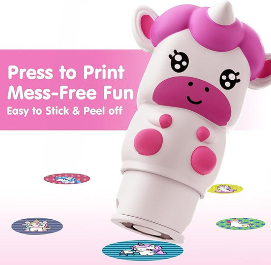 iPlay, iLearn Kids Unicorn Sticker Stamp Activity Set - 400+ Stickers 18-Page Activity Book, Toddler Creative Mess-Free Art Craft Educational Travel Toy, Birthday Stocking Gift 3 4 5 6 Yr Old Girl Boy