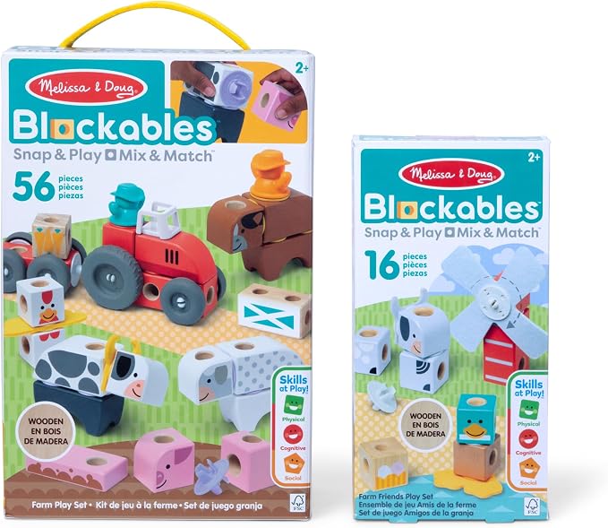 Melissa & Doug Blockables Farm & Farm Friends 2-Pack Bundle Set - Image 3