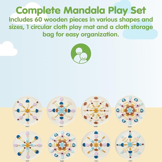 PlanToys® Wooden Mandala Set Montessori Inspired Open Ended Kids Play - Image 2