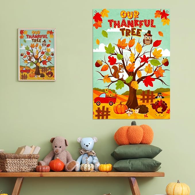 Cinrobiye Fall Tree Bulletin Board Felt Craft Kit, 41 Pcs Thanksgiving Maple Leaves Activity Set with Large Tree Poster, Gratitude Writing Wall Decor for Autumn Classroom, Home, Party Supplies - Image 5