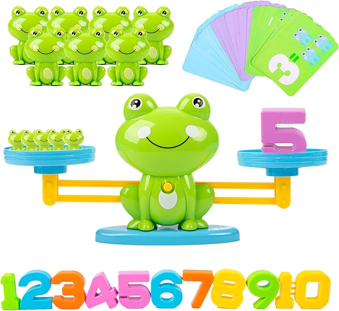 Frog Balance Counting Toys, Cool Math Learning Games for Boys and Girls, Educational Number Preschool Toy, Fun Children's Gift STEM Math Games for Kids Age 3+ (63 PCS) by lonfypeng