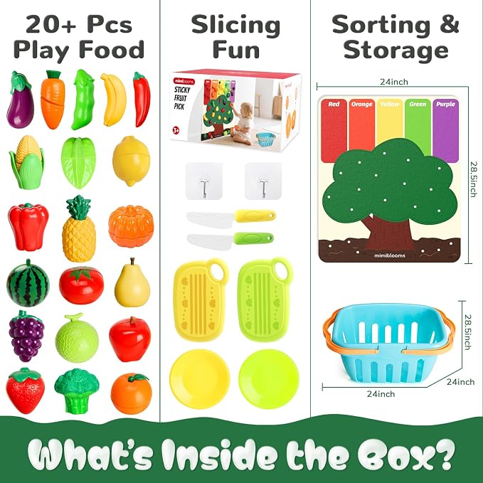 SOCBTNSO Pretend Play Food Set with Felt Tree Mat & Storage Basket for Kids - Image 8