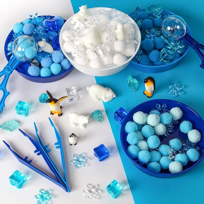 182 Pcs Arctic Animals Sensory Bin Items Winter Arctic Animals Counting Sorting Sensory Bin Filler Fine Motor Arctic Habitat Counts for Easter Day Spring Summer Counting Decor - Image 3