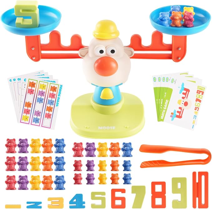 Bmag Balance Counting Toys with Bears Counting Scale for Kids – 3 in 1 Stacking & Balancing Math Game, Montessori STEM Learning Educational Toy for Ages 3-5, Gift (30 Bears, 10 Numberblocks) by BMAG