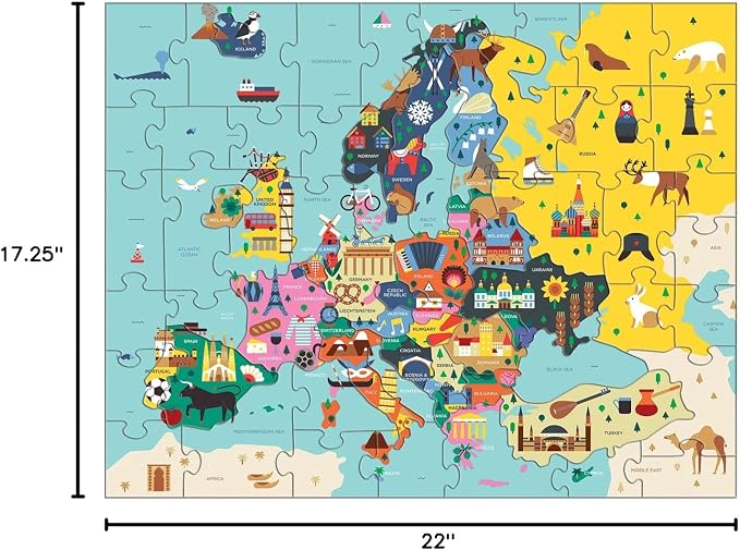Mudpuppy Map Of Europe – 70 Piece Geography Puzzle with Country-Shaped Pieces and Iconic Landscapes Cultural Items And More - Image 8