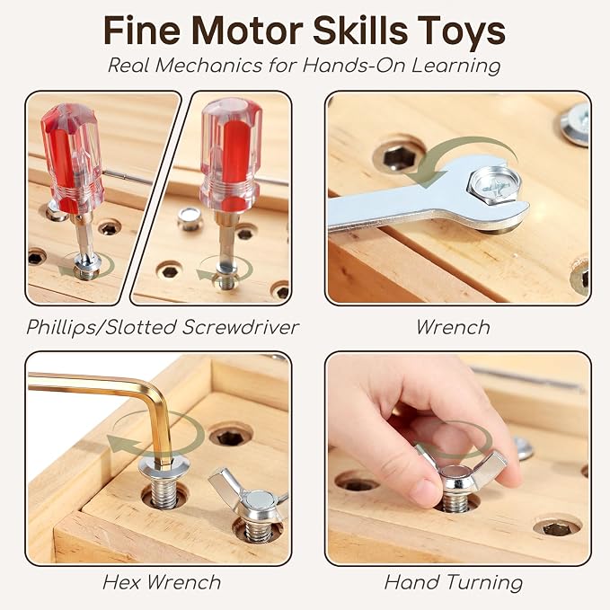 Lehoo Castle Montessori Screwdriver Board Set, Wooden Tool Set for 3 4 5 - Image 5