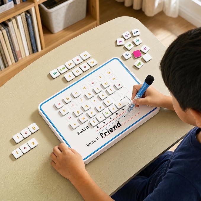 Aizweb Phonics Magnetic Letter Tiles Set with Tray & Dry Erase Board - Image 5