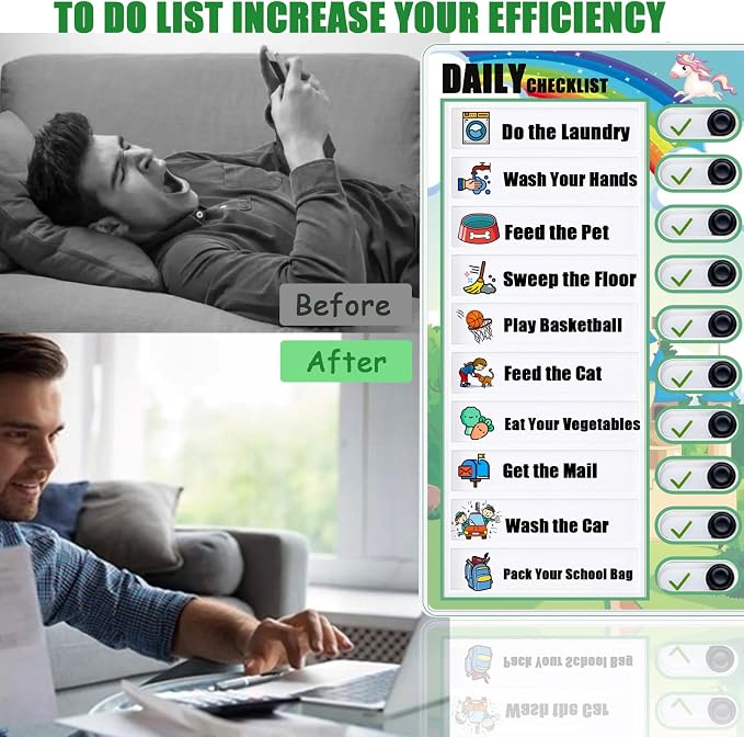 Chore Chart for Kids Toddler Chore Board, Sliding Chore Board Planning Board, Reusable Behavior Dry Erase Daily Routine Chart, Schedule Board for Home to Do List Magnetic Chore Chart（3 Pack） - Image 6