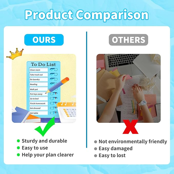 2-Piece Chores Chart for Kids - Reusable Chore List, Removable Checklist Board, Portable to Do List Visual Schedule for Multiple Kids - Image 3