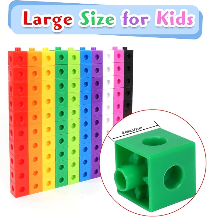 300 Pcs Linking Cubes for Kids - Counting Blocks with Storage Boxes, Connecting Cubes Math Manipulatives for Preschool & Elementary Aged Kids - Image 2