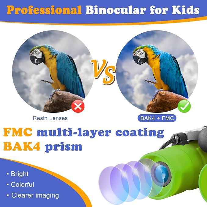 Real Binoculars for Kids Gifts for 3-12 Years Boys Girls 8x21 High-Resolution Optics Compact Toy Binocular for Bird Watching,Travel, Camping - Image 3