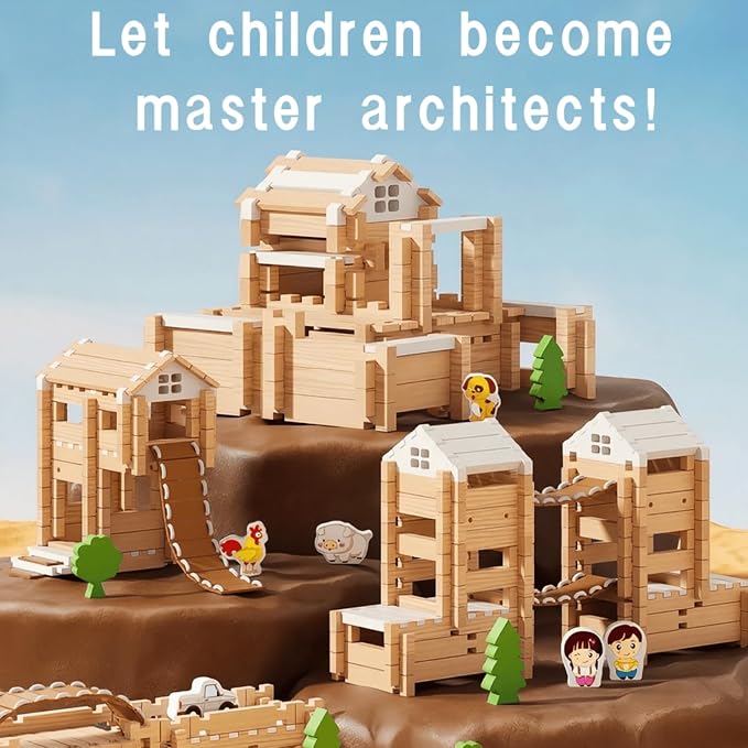 105Pcs Wooden Building Blocks Set, STEM Educational Toy for Kids 3-8 - Image 3
