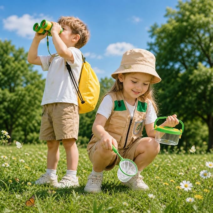 Kids Explorer Kit & Bug Catcher Kit, 23 Pcs Outdoor Adventure Set with Vest & Hat, Binoculars, 12 Insect Figures,Camping Hiking Toys Gift for Boys Girls Age 3-8 - Image 5