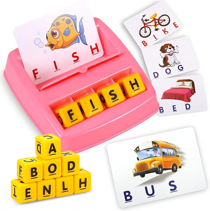 Fenikso Matching Letter Game, Alphabet Spelling & Reading Words, Objects & Color Recognition, Early Learning Educational Toy for Preschooler & Kindergarten Kids Over 3-8 Years Old, Best Gifts by Fenikso