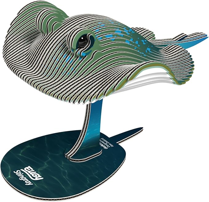 Eugy Stingray 3D Puzzle - 50 Piece Eco-Friendly Educational Toy Puzzle for Boys, Girls & Kids Ages 6+