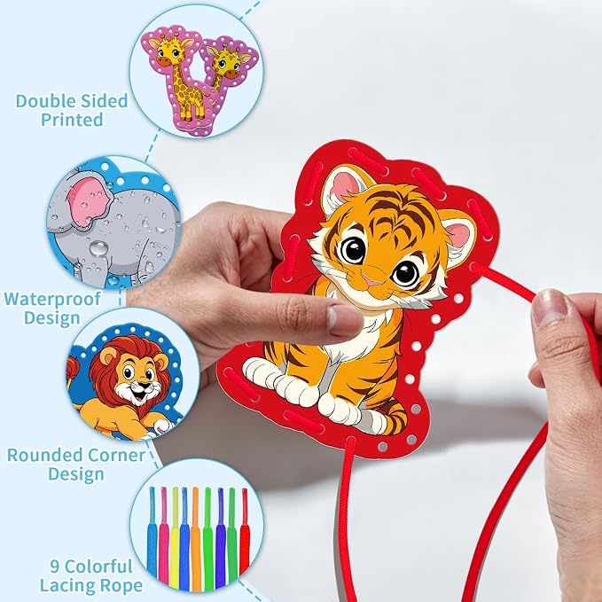 Animals Lacing Cards, Sewing Kit for Kids,Fine Motor Skills toys - Image 3