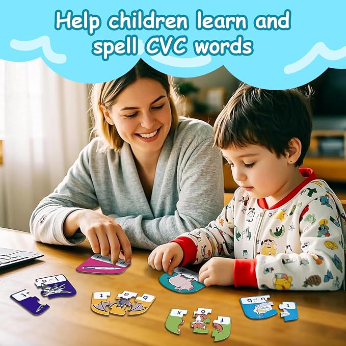CVC Puzzle Cards for Kids – Phonics & Spelling Games for Toddlers, 3-Letter Word Puzzles for Preschool & Kindergarten, Perfect for Speech Therapy & Early Learning Classroom Essentials - Image 4